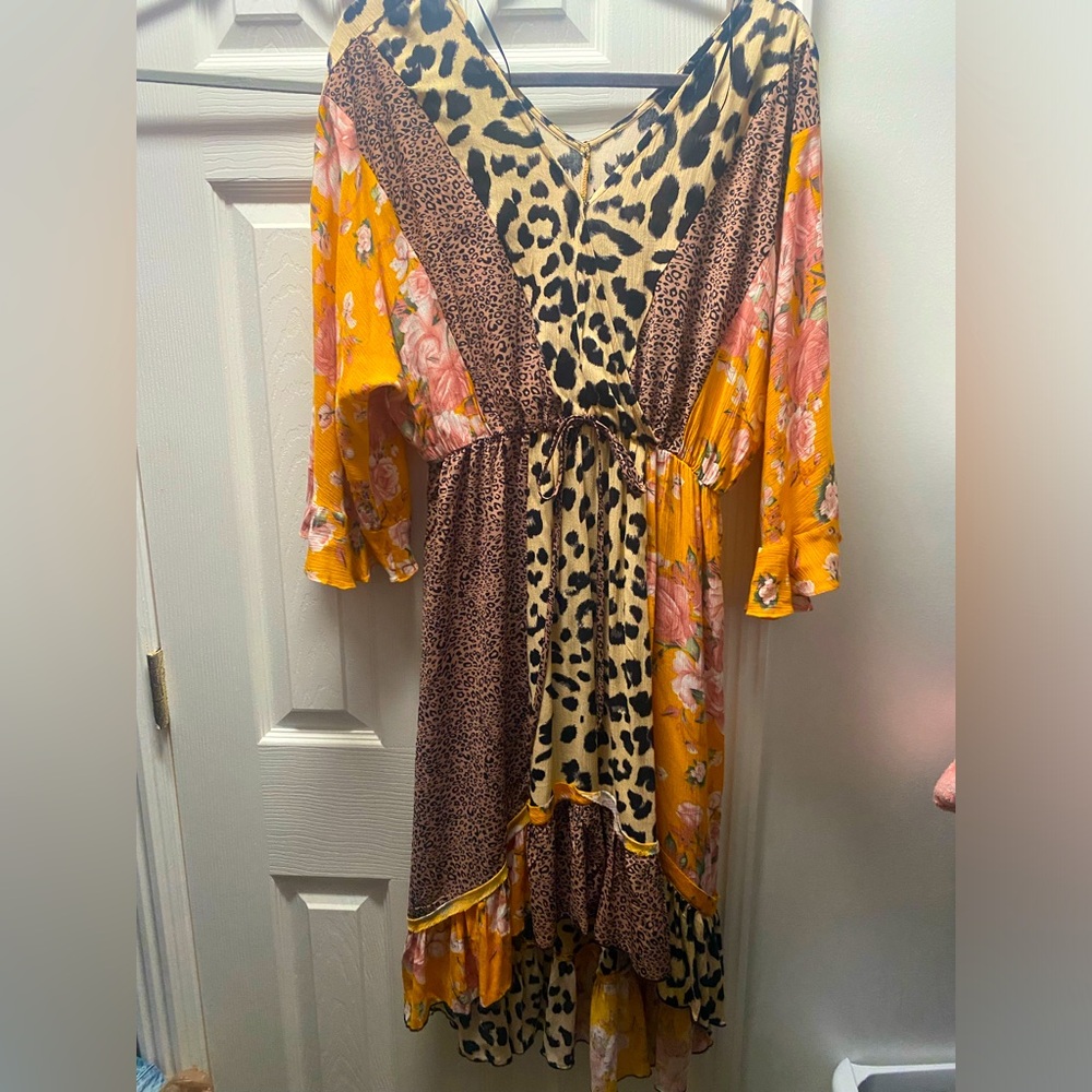 Mixed media print dress